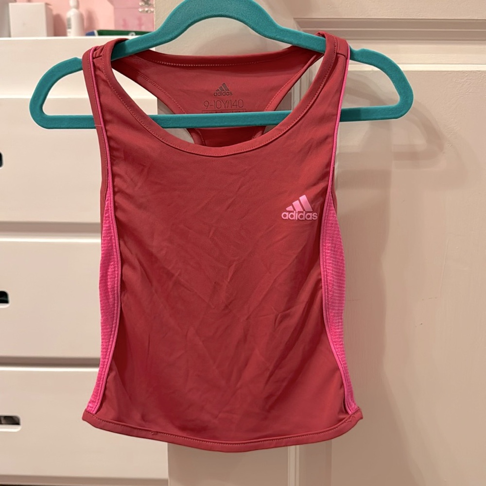 Adidas girls cropped running tank: size 9-10